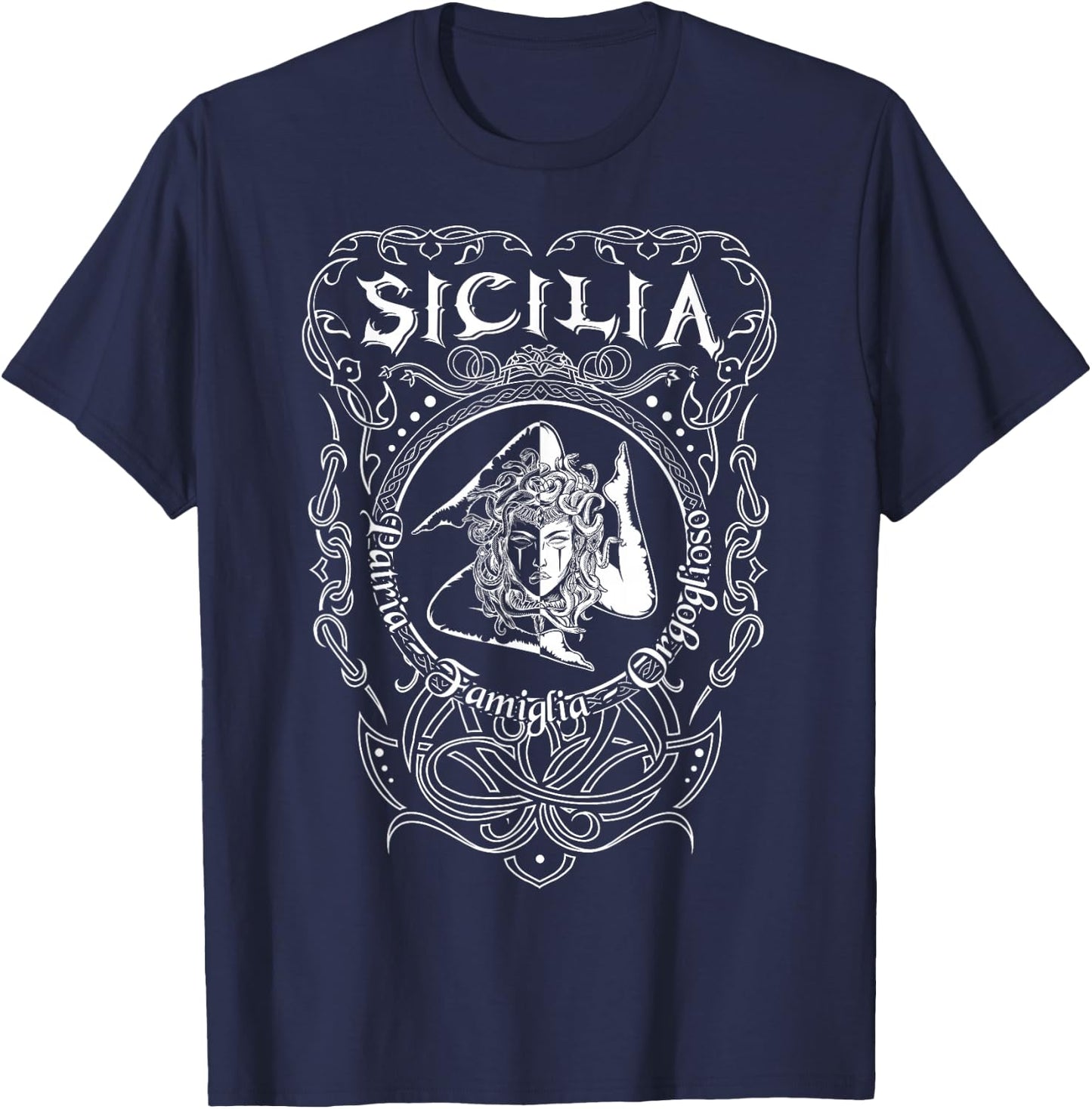 Sicilia Italy Trinacria Heraldry Home Pride Family T-Shirt - T-Shirt | Navy