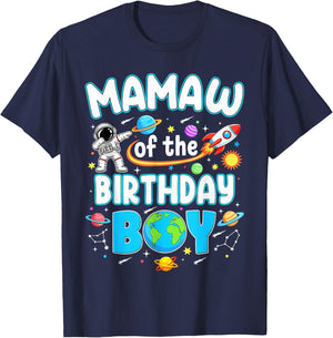 Mamaw of The Birthday Boy Astronaut Family Space Planets T-Shirt - T-Shirt | Navy