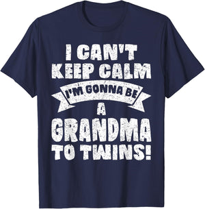 I Can't Keep Calm Im Gonna Be A Grandma Twins Funny Cute T-Shirt - T-Shirt | Navy