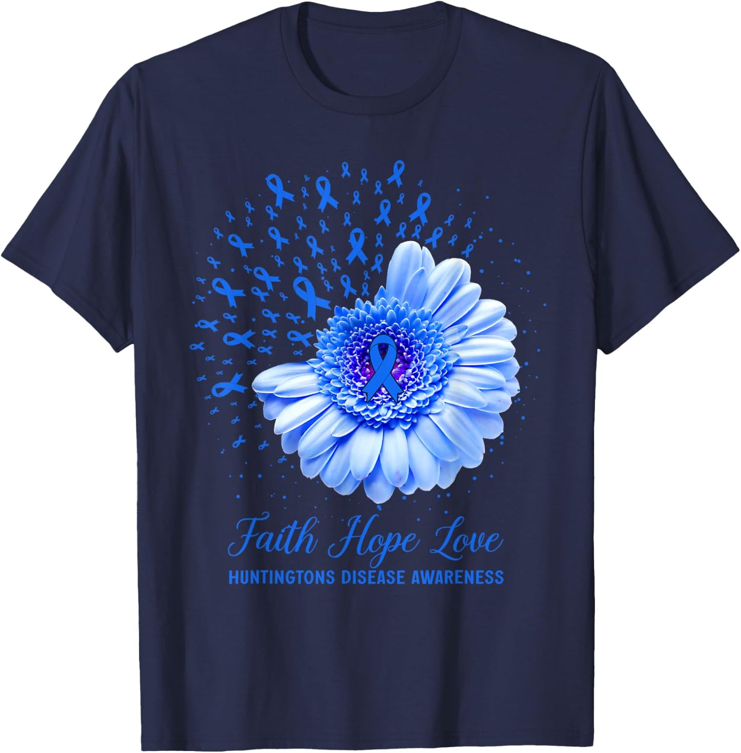 Faith Hope Love Huntington's Disease Awareness Survivor T-Shirt - T-Shirt | Navy