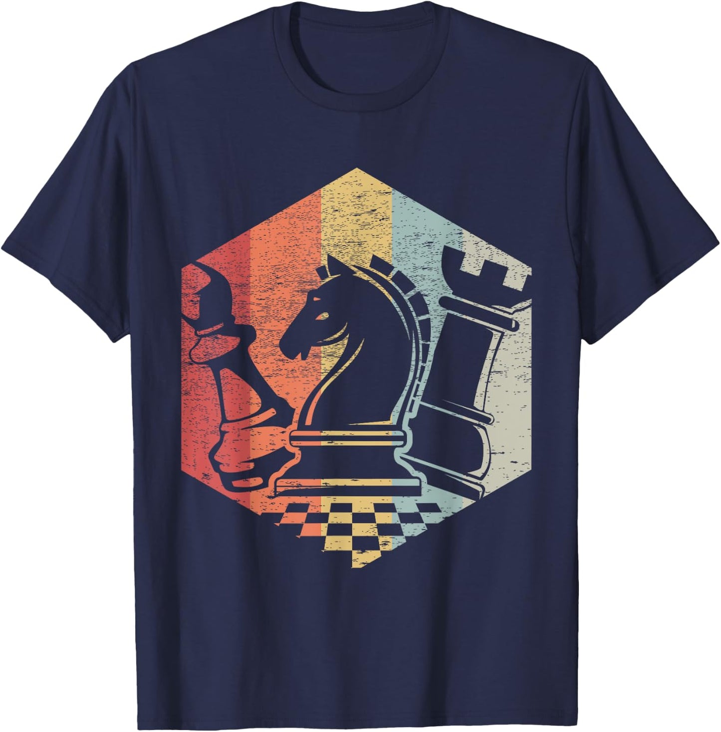 Retro Bishop Horse Rook | Funny Chess Shirt Gift T-Shirt - T-Shirt | Navy