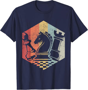 Retro Bishop Horse Rook | Funny Chess Shirt Gift T-Shirt - T-Shirt | Navy