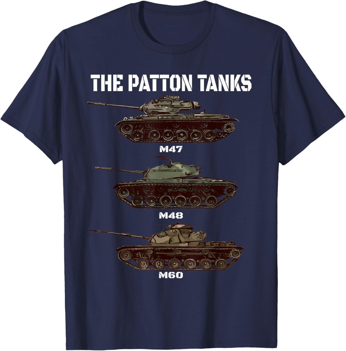 WW2 Patton American Tank M47 M48 M60 T-Shirt - T-Shirt | Navy