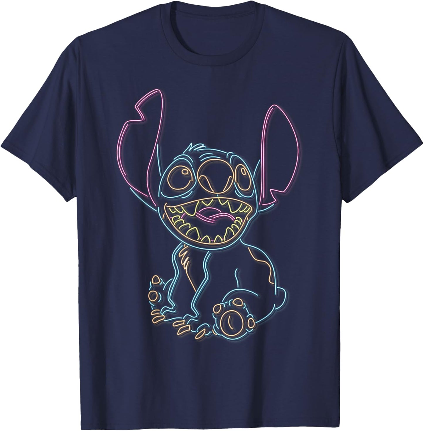Disney Lilo & Stitch Neon Stitch Outline T-Shirt - T-Shirt | Navy