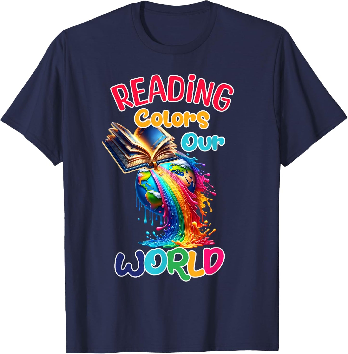 Reading Colors Our World (golden aura) Summer Reading 2026 T-Shirt - T-Shirt | Navy