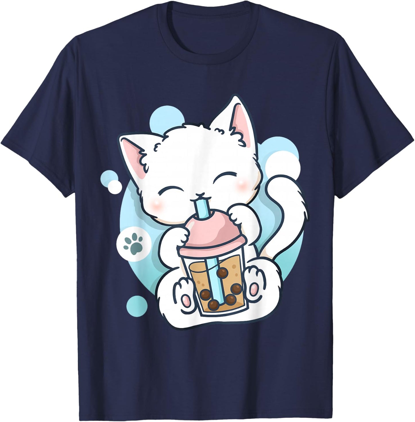 Cat Boba Tea Bubble Tea Anime Kawaii Neko T-Shirt - T-Shirt | Navy