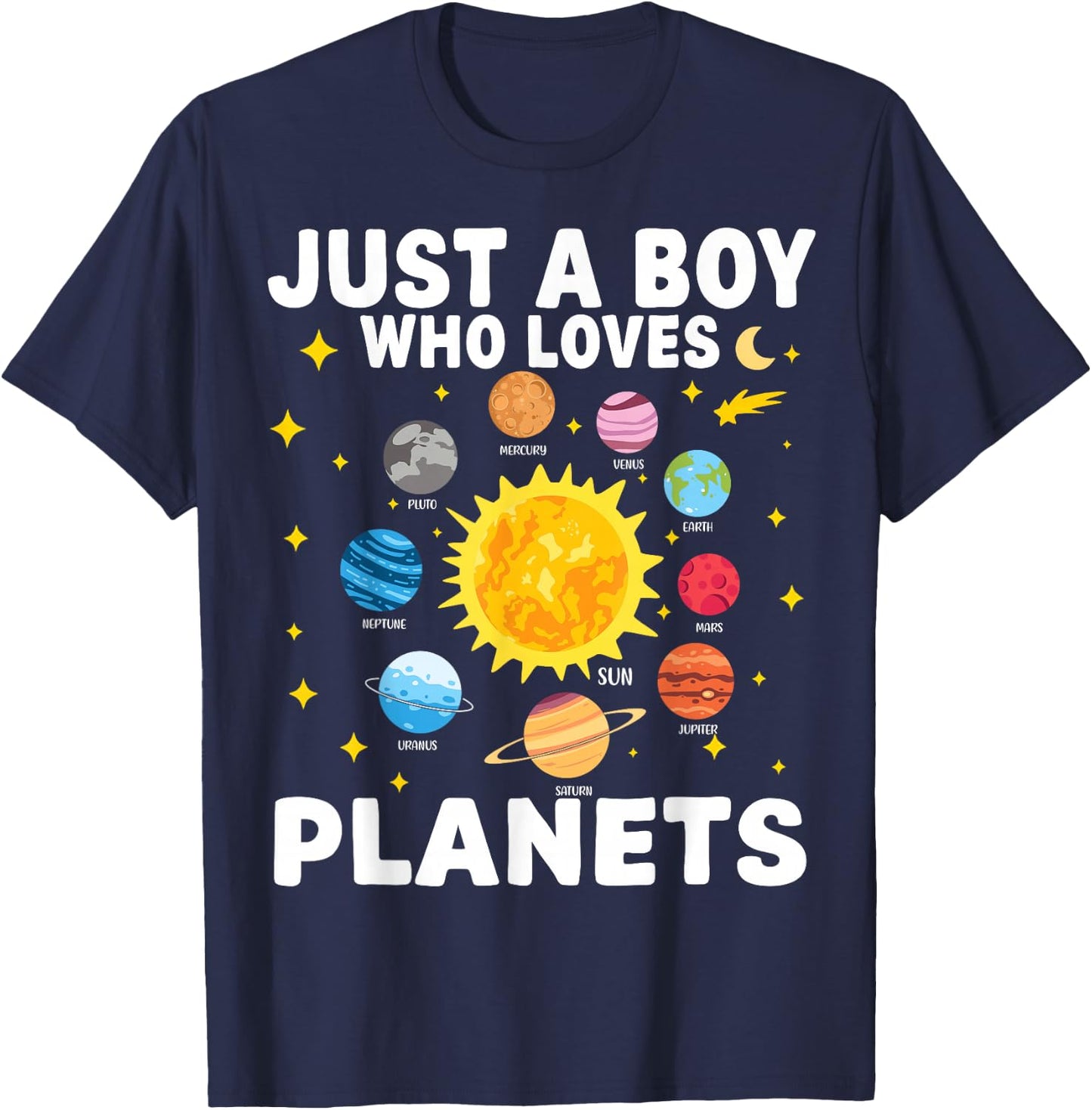 Just A Boy Who Loves Planets Solar System Space Lover Kids T-Shirt - T-Shirt | Navy