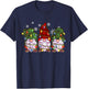Three Gnomes Men Women Buffalo Plaid Red Christmas T-Shirt - T-Shirt | Navy