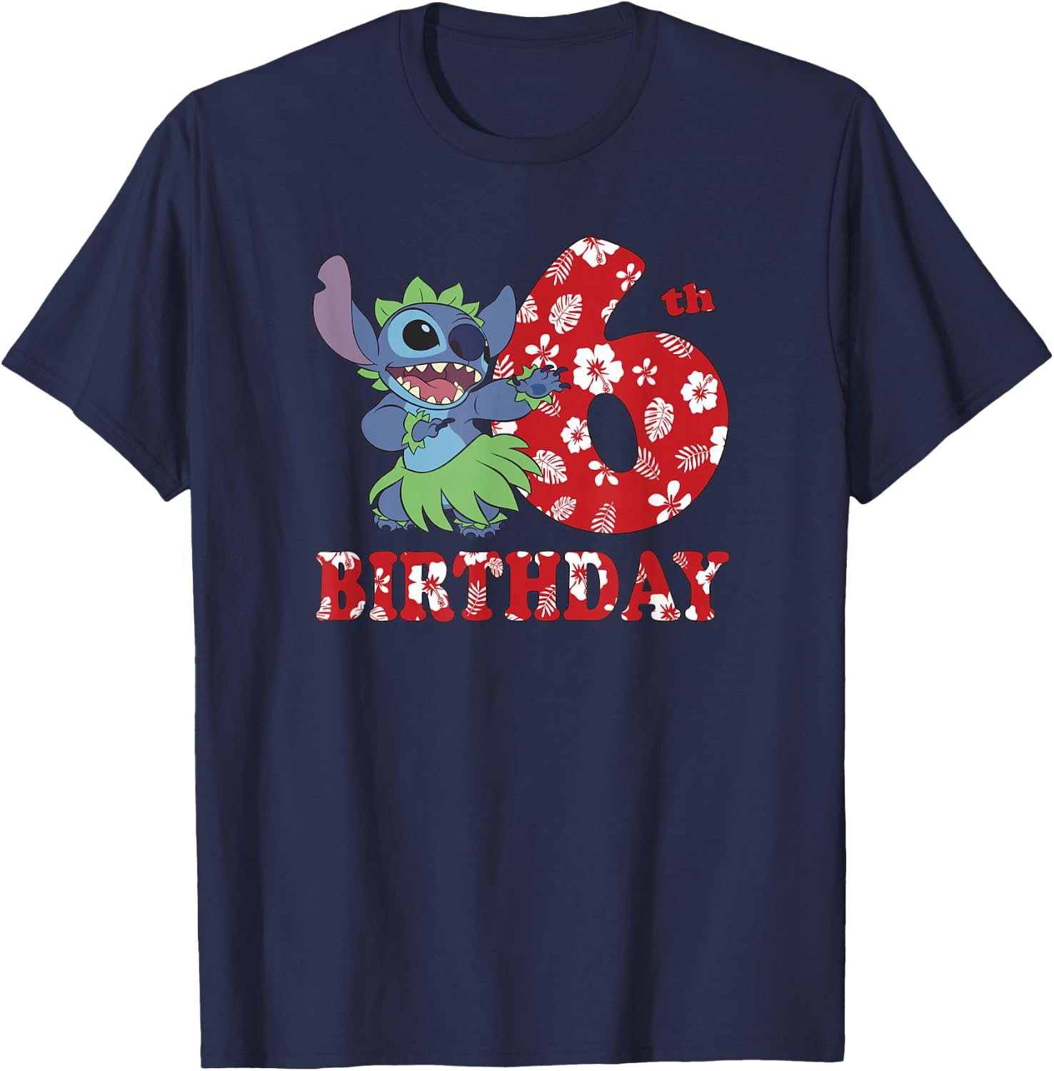 Disney Lilo & Stitch 6th Birthday Stitch Hula Dancer T-Shirt - T-Shirt | Navy