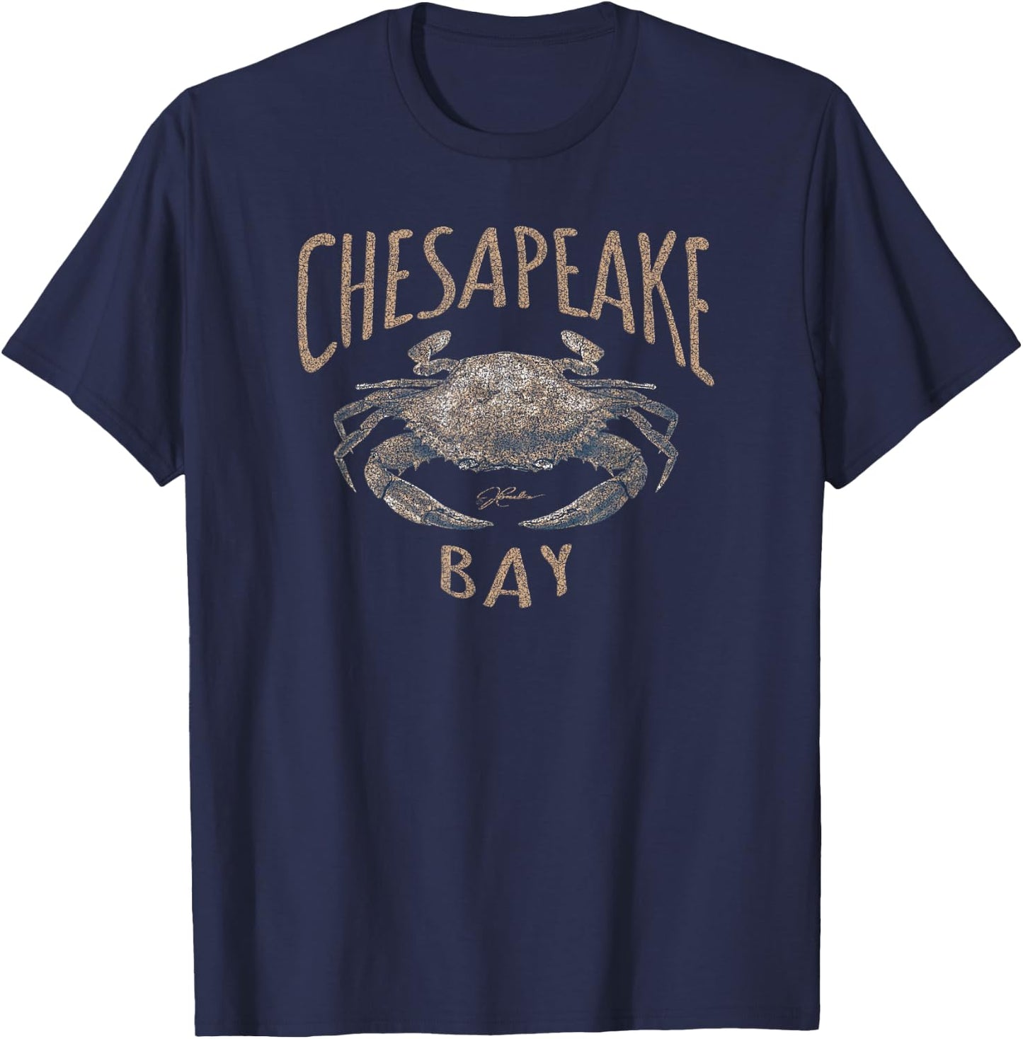 JCombs: Chesapeake Bay Blue Crab (Distressed) T-Shirt - T-Shirt | Navy