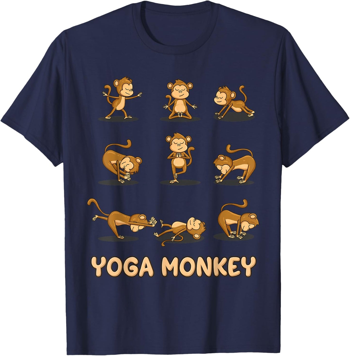 Monkey Yoga Shirt Meditation Zen Namaste Yoga Lover Buddhist T-Shirt - T-Shirt | Navy
