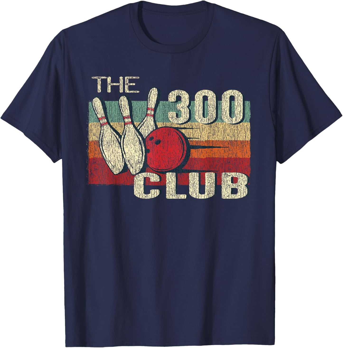 Retro Vintage 300 Club T Shirt - Perfect Bowling Game Shirt T-Shirt - T-Shirt | Navy