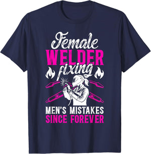 Female Welder Funny Welder Women Welding Girl Welder Girl T-Shirt - T-Shirt | Navy