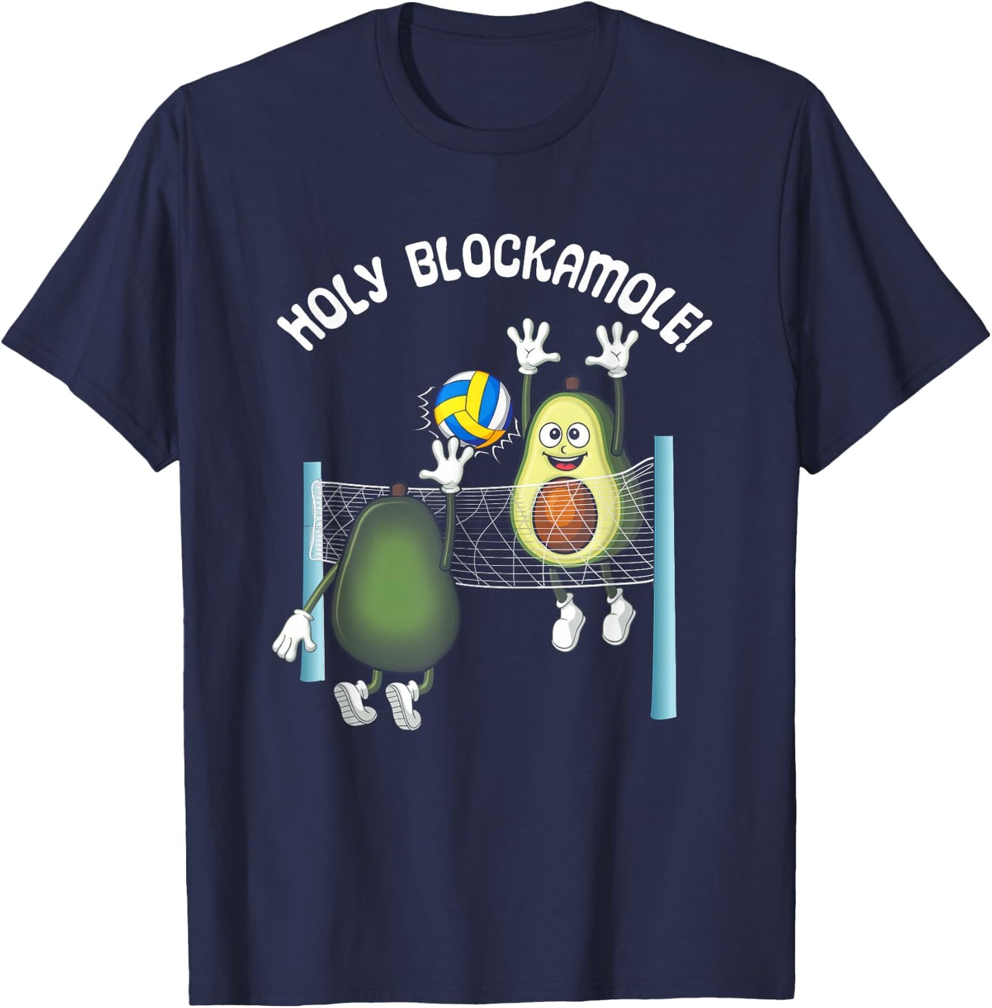 Holy Blockamole! Guacamole Player Blocker Volleyball T-Shirt - T-Shirt | Navy