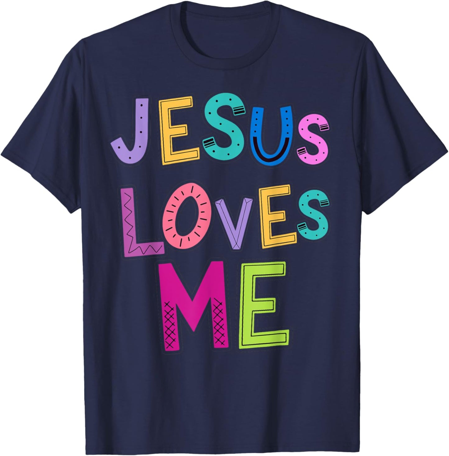 Jesus Loves Me Religious Christian Catholic Church Prayer T-Shirt - T-Shirt | Navy