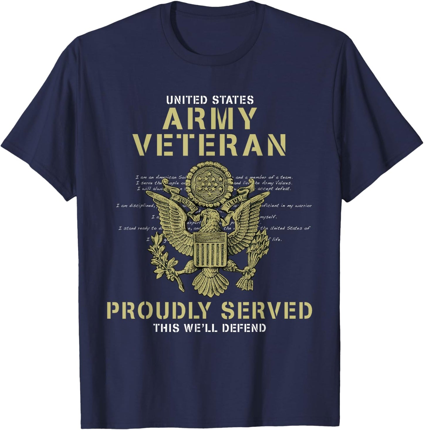Army Veteran Proudly Served T-Shirt - T-Shirt | Navy
