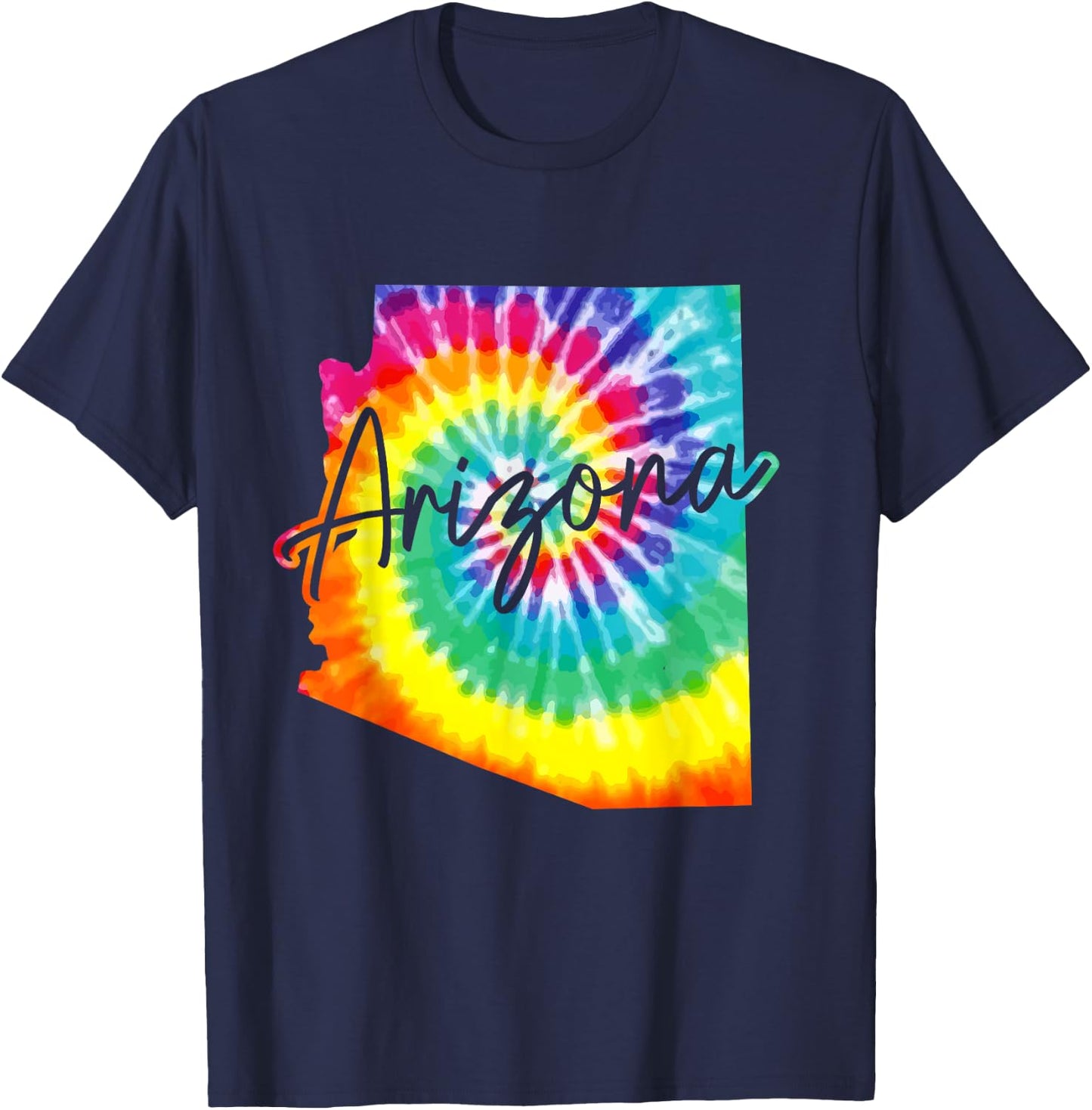Arizona Tie Dye State Map Pride Hippie Vintage Retro T-Shirt - T-Shirt | Navy
