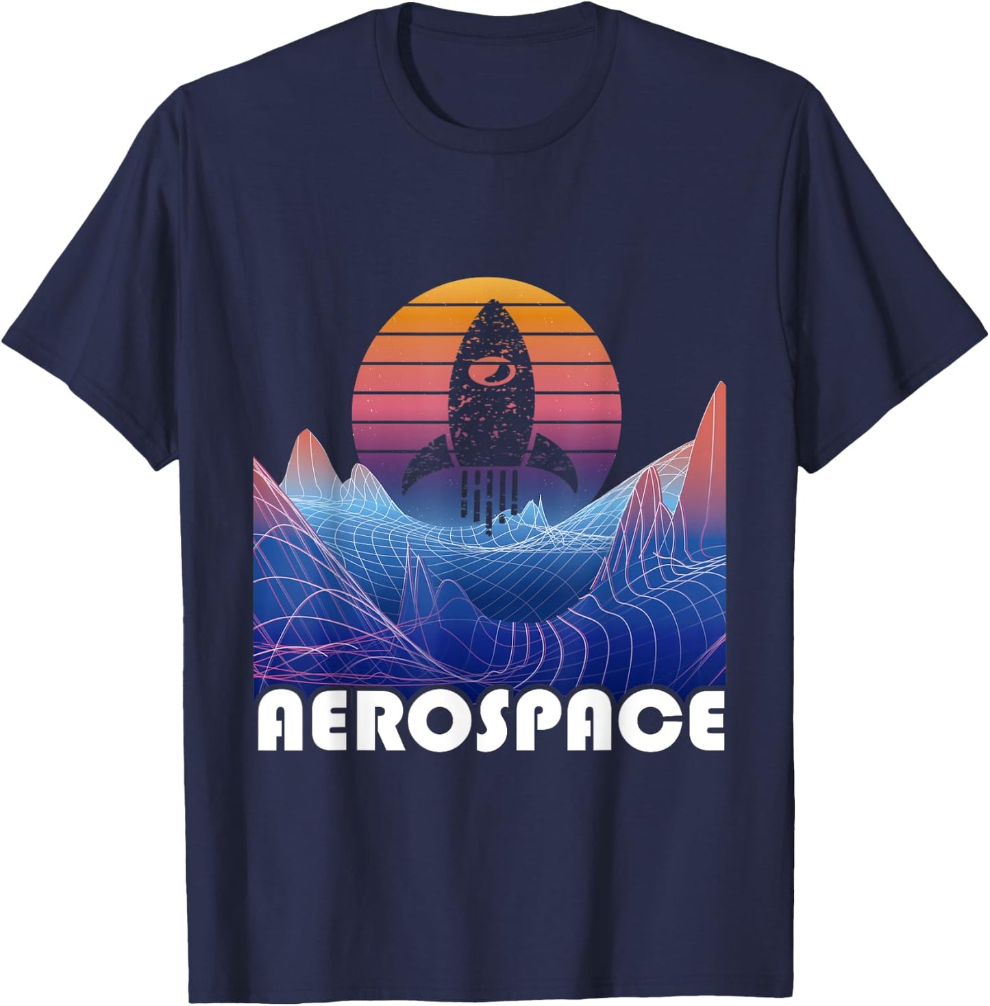Aerospace Engineer Rocket Vaporwave Aeronautical Space T-Shirt - T-Shirt | Navy