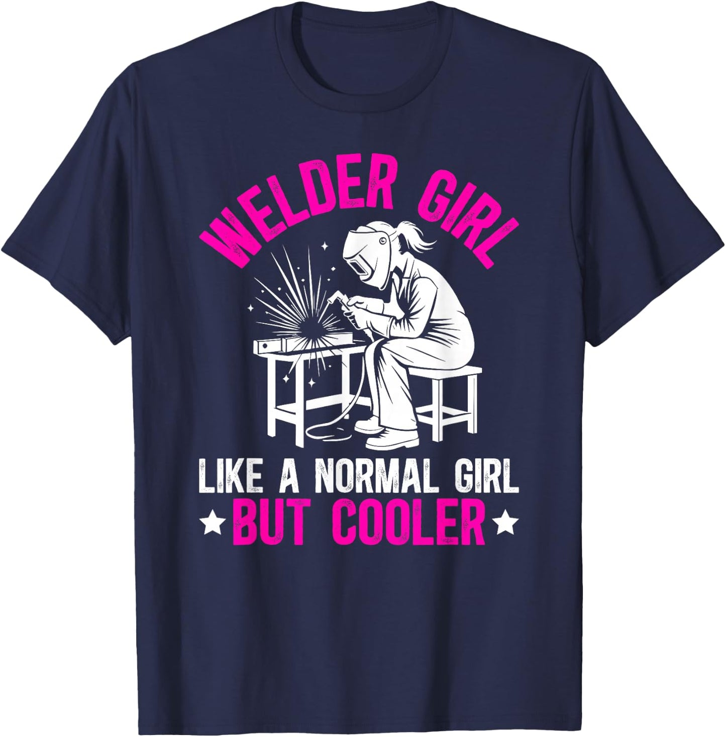 Welder Girl Definition Female Welder Women Welding Girl T-Shirt - T-Shirt | Navy