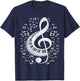 Musician Pianist Music Notes Keyboard Treble Clef Piano T-Shirt - T-Shirt | Navy