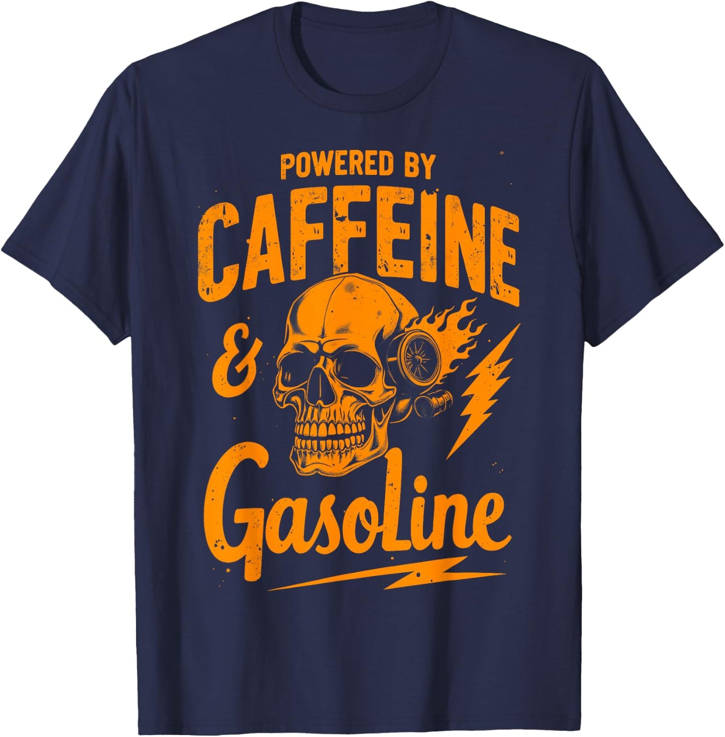 Powered by Caffeine and Gasoline Cool Mechanics T-Shirt - T-Shirt | Navy