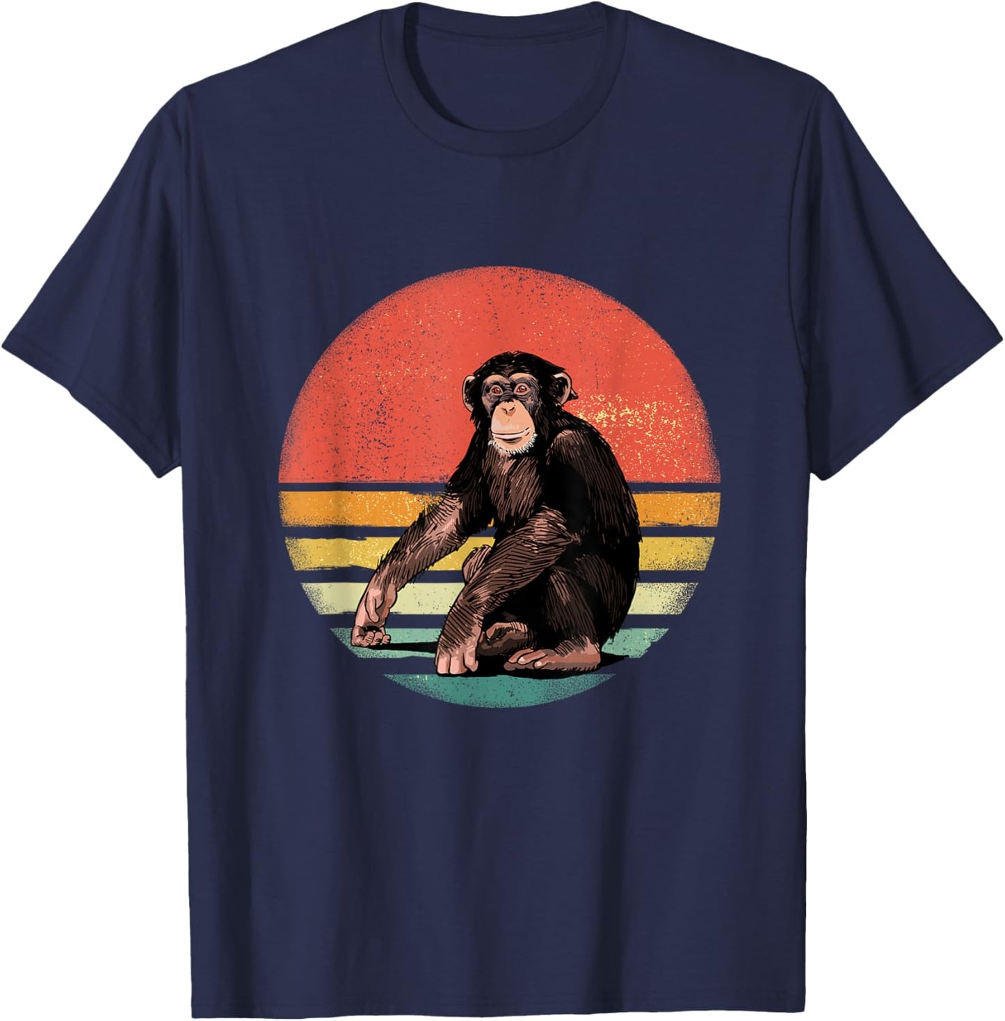 Chimpanzee Monkey Shirt Retro Vintage Chimp Wild Zoo Animal T-Shirt - T-Shirt | Navy