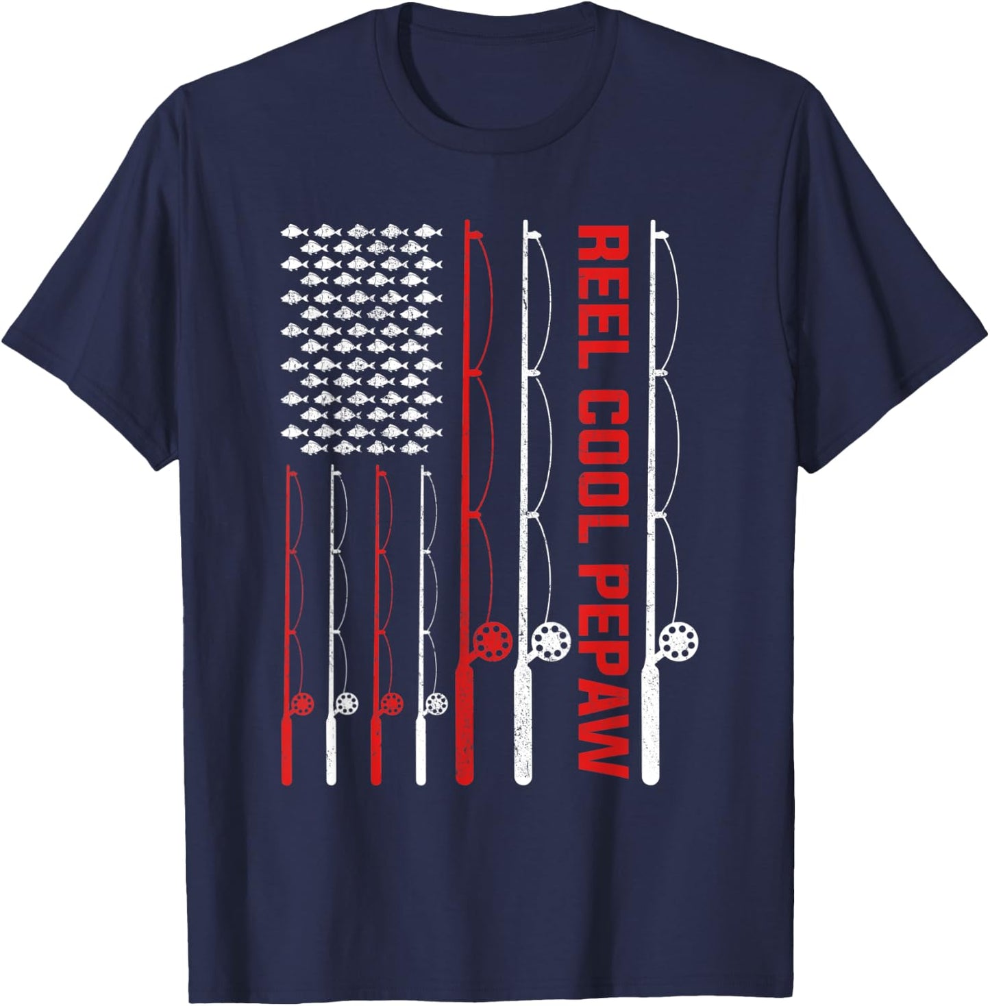 Reel Cool Pepaw Fathers Day Fishing Present T-Shirt - T-Shirt | Navy