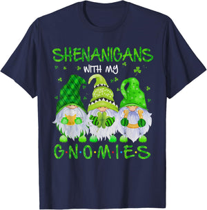 Shenanigans With My Gnomies St Patrick's Day Gnome Lover T-Shirt - T-Shirt | Navy