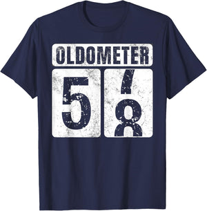 Oldometer 58 Shirt Vintage Funny 58th Birthday Gift T-Shirt - T-Shirt | Navy