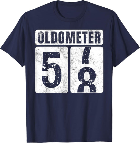 Oldometer 58 Shirt Vintage Funny 58th Birthday Gift T-Shirt - T-Shirt | Navy