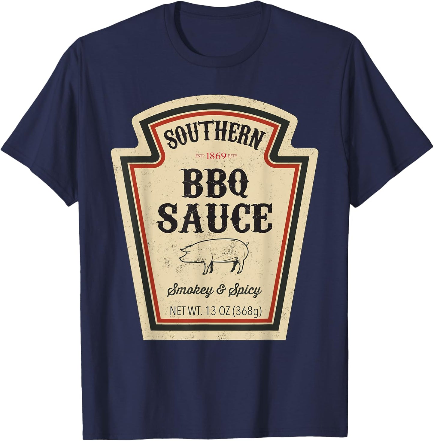 Halloween Matching Costume Southern BBQ Sauce Bottle Label T-Shirt - T-Shirt | Navy