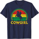 African American Cowgirl Sunset Bucking Horse Country T-Shirt - T-Shirt | Navy