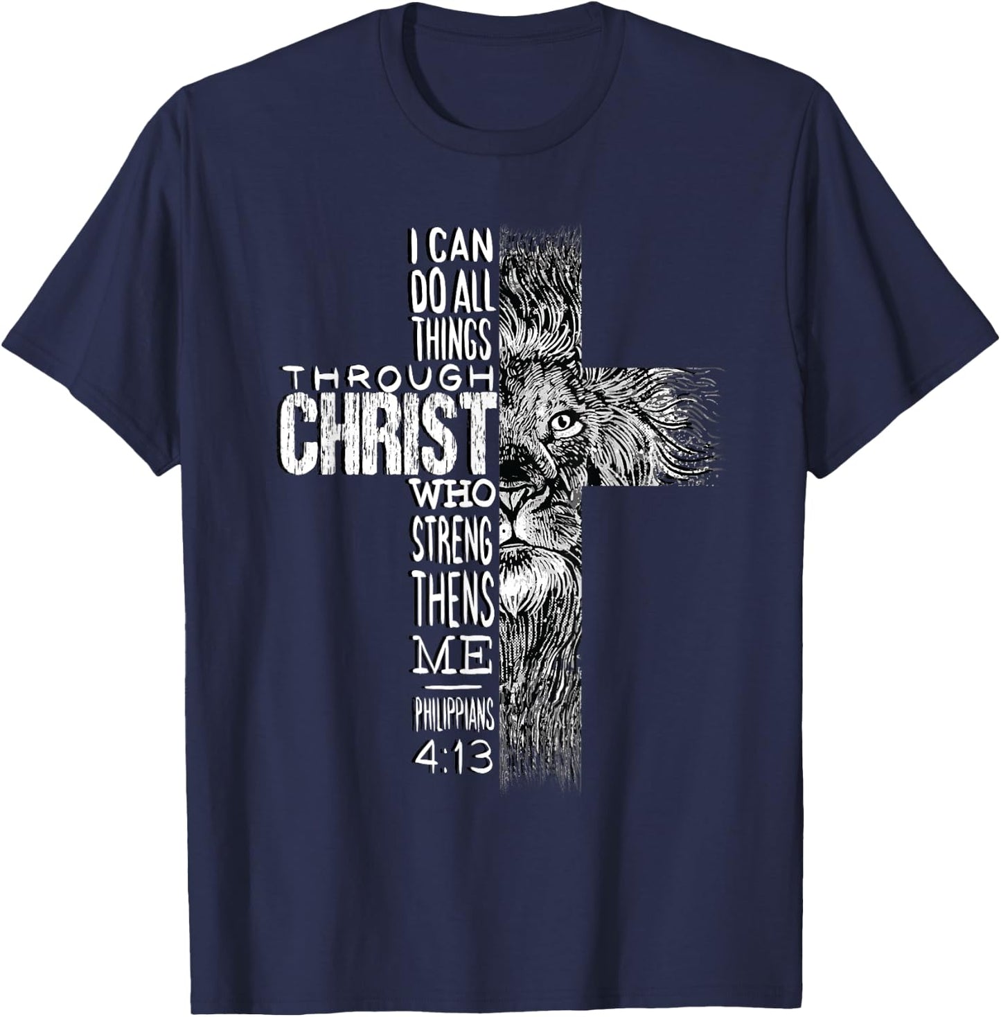 Christian Jesus Lion of Tribe Judah Cross Lion of Judah T-Shirt - T-Shirt | Navy