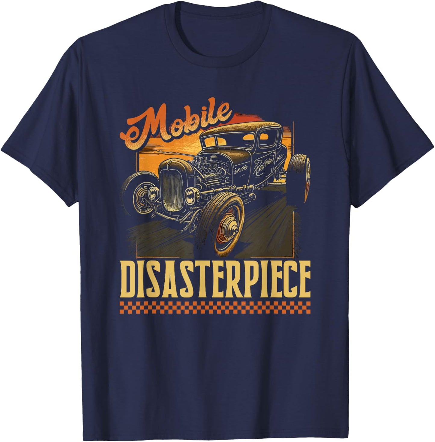 Hot Rod Rusty Car, Mobile Disasterpiece, Vintage Rat Rod T-Shirt - T-Shirt | Navy
