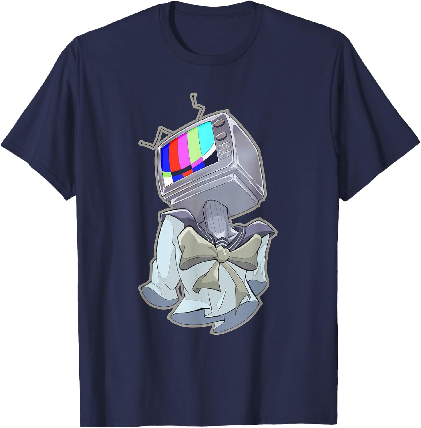 Weirdcore Shirt TV Man Head Surreal Dreamcore Aesthetic T-Shirt - T-Shirt | Navy
