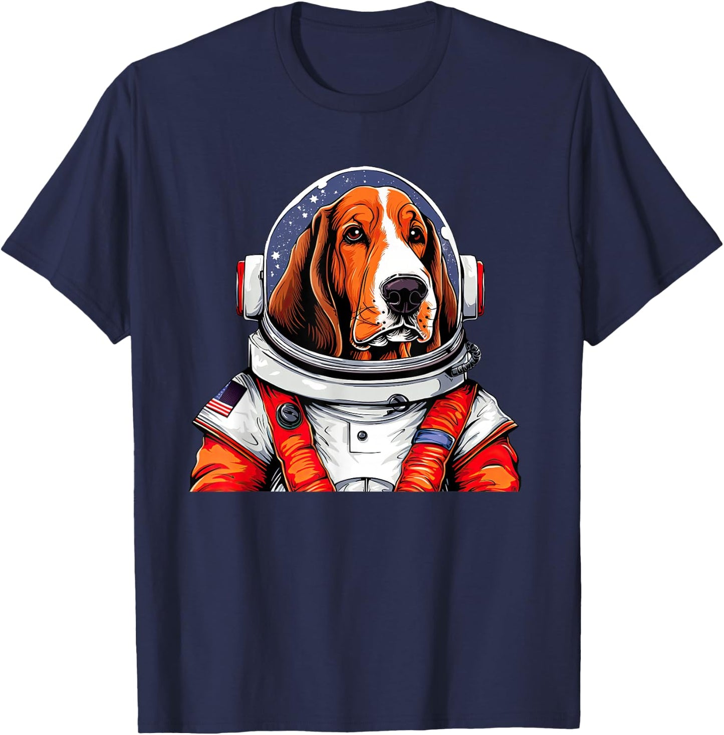 Basset Hound Astronaut Funny Dog Space Suit T-Shirt - T-Shirt | Navy