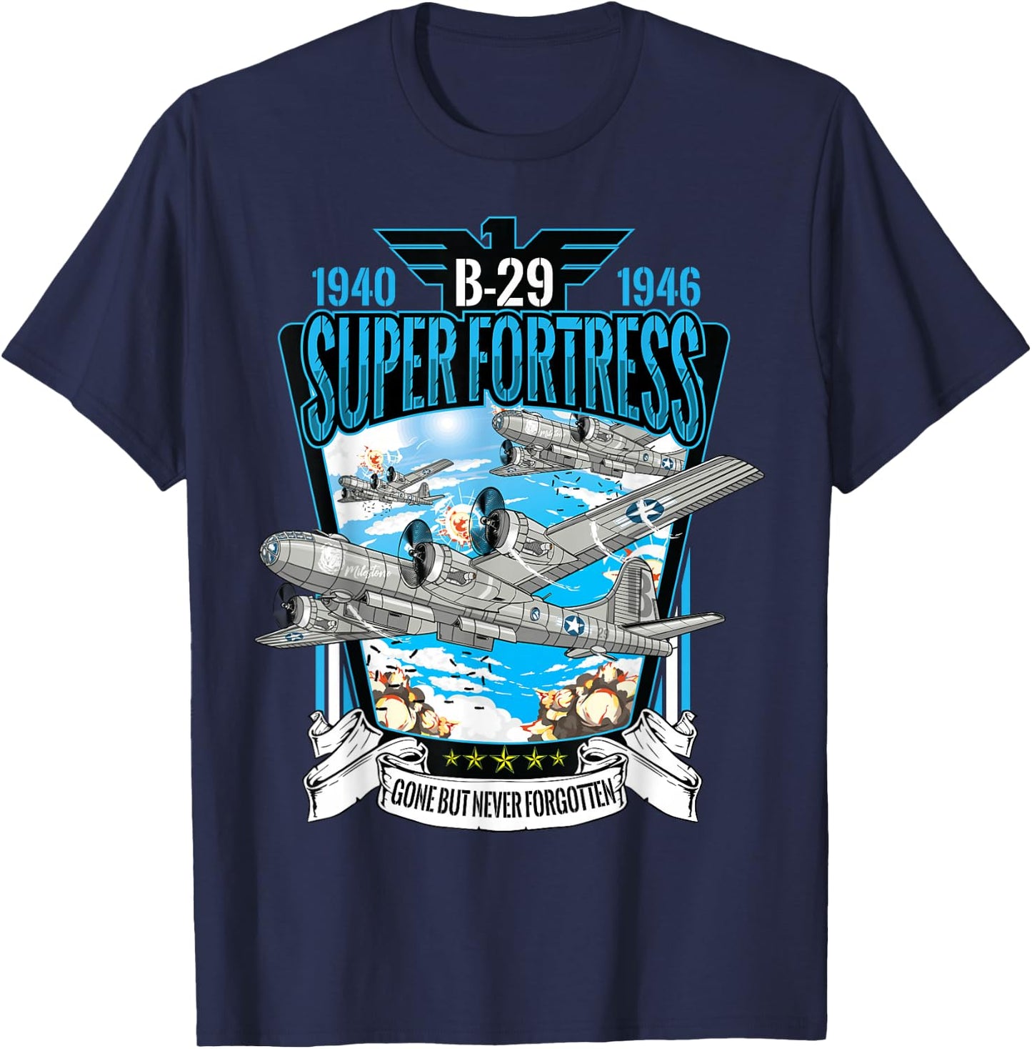 World War II B-29 Superfortress Military Aircraft T-Shirt - T-Shirt | Navy
