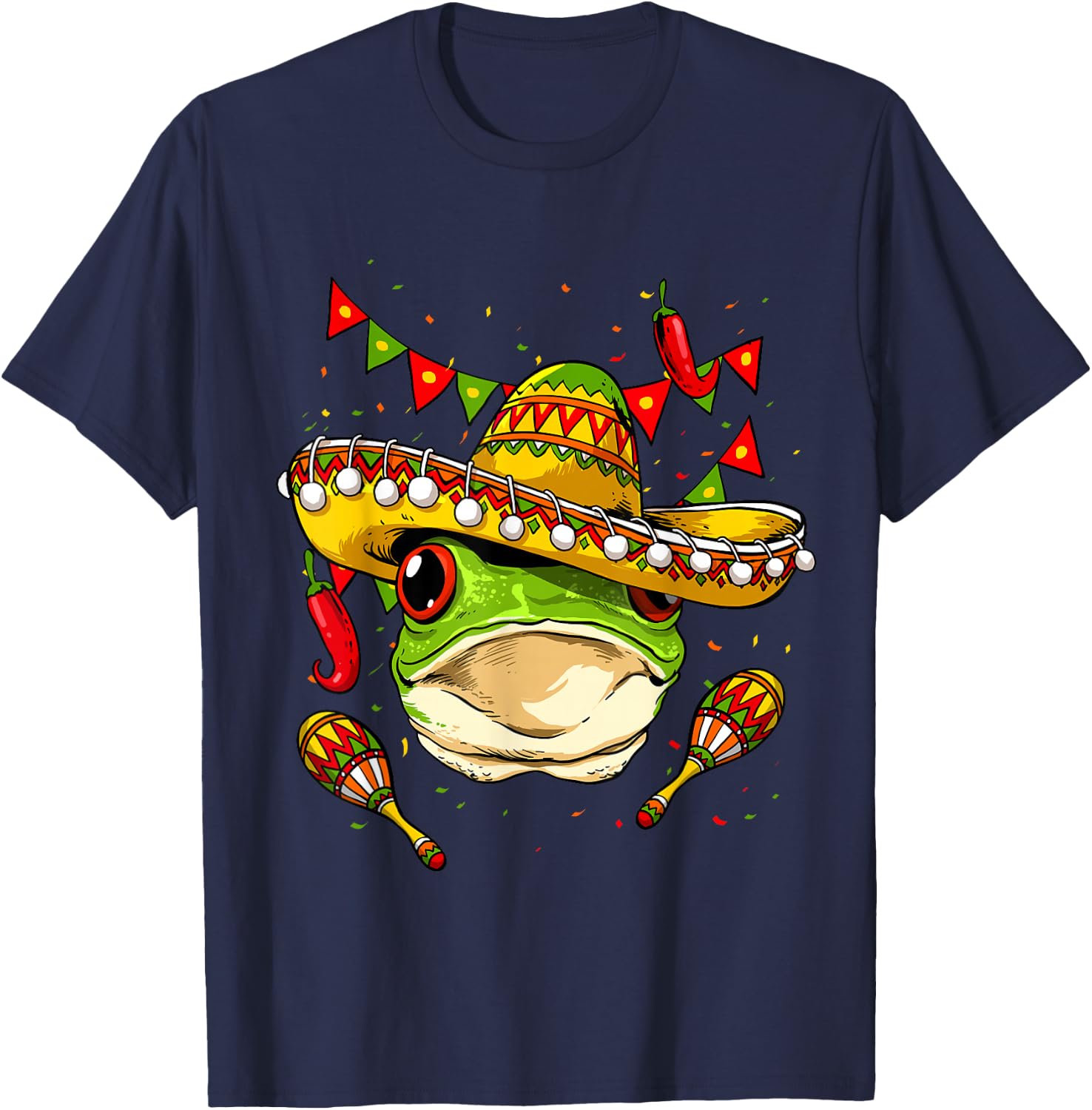 Funny Frog Cinco De Mayo Shirt Mexican Fiesta Party Poncho T-Shirt - T-Shirt | Navy