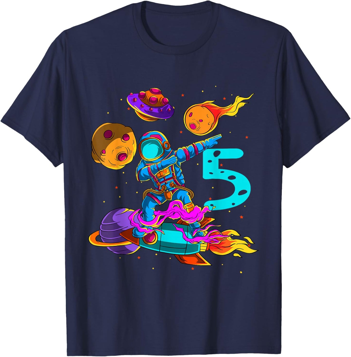 5 years Birthday Boy Astronaut 5th Birthday Boys Astronaut T-Shirt - T-Shirt | Navy