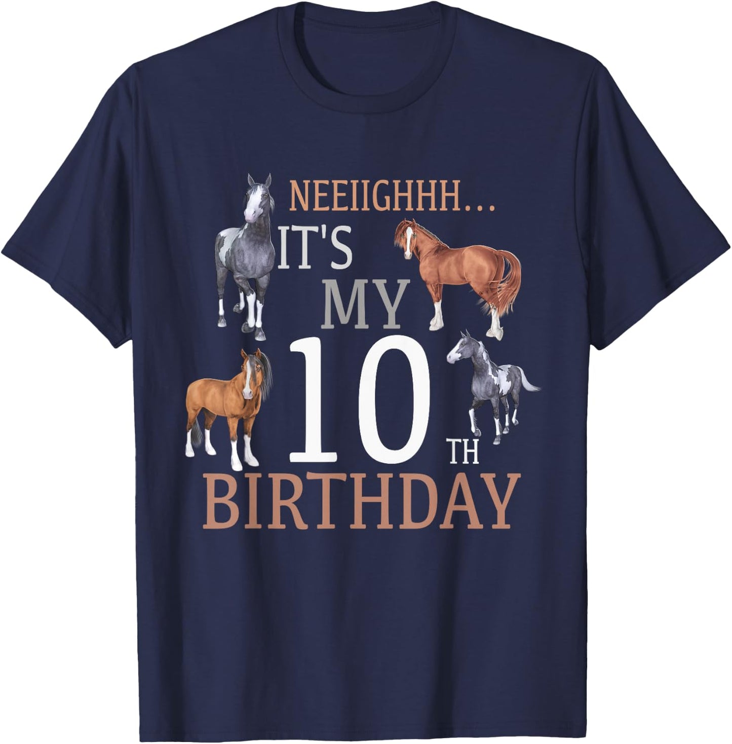 Its My 10th Birthday Shirt Horse Lover 10 Year Old Birthday T-Shirt - T-Shirt | Navy
