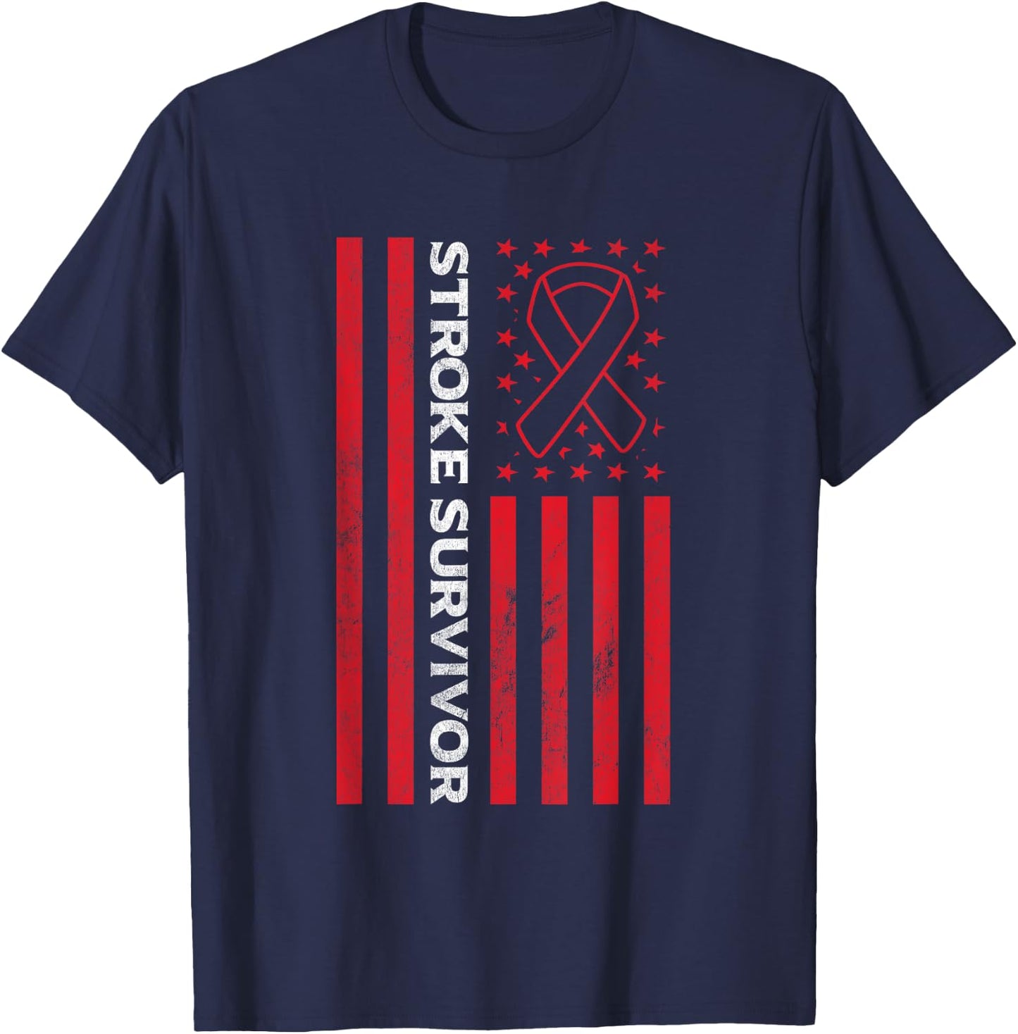 Flag Stroke Awareness Stroke Survivor T-Shirt - T-Shirt | Navy