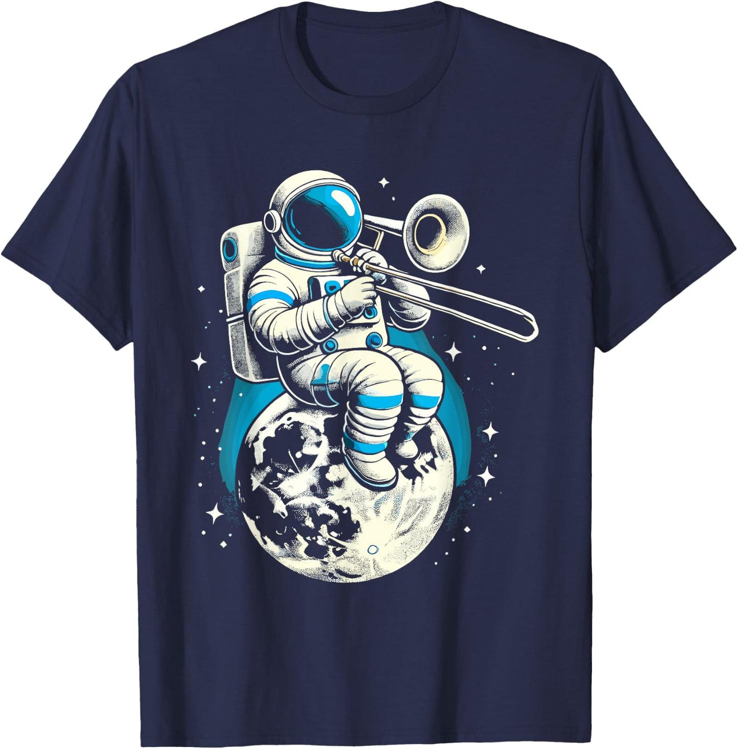 Astronaut Playing Trombone T-Shirt - T-Shirt | Navy