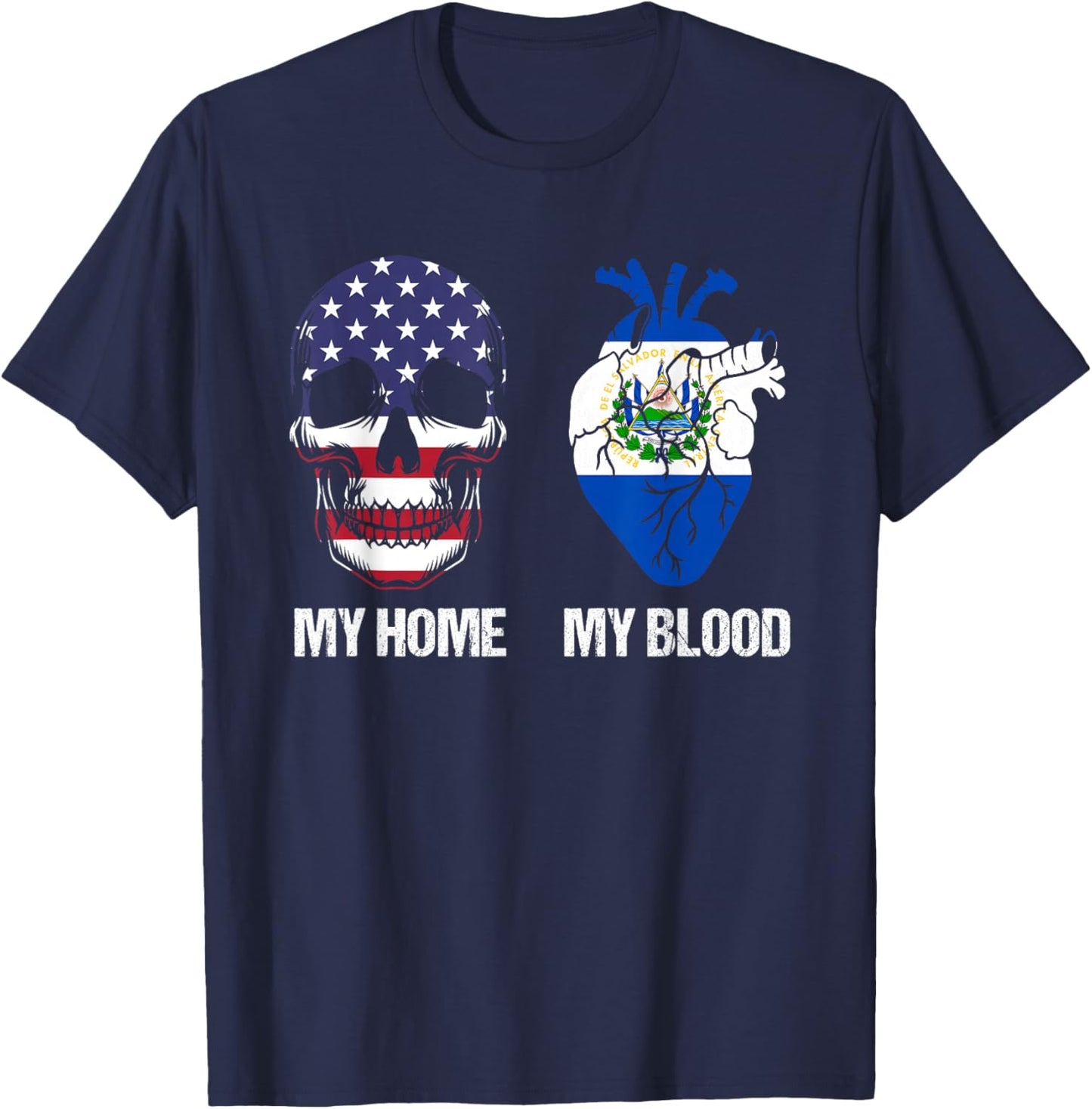 My Home My Blood El Salvador Salvadorian T-Shirt - T-Shirt | Navy
