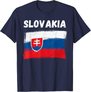 Slovakia Flag Holiday Vintage Grunge Slovak Flag T-Shirt - T-Shirt | Navy