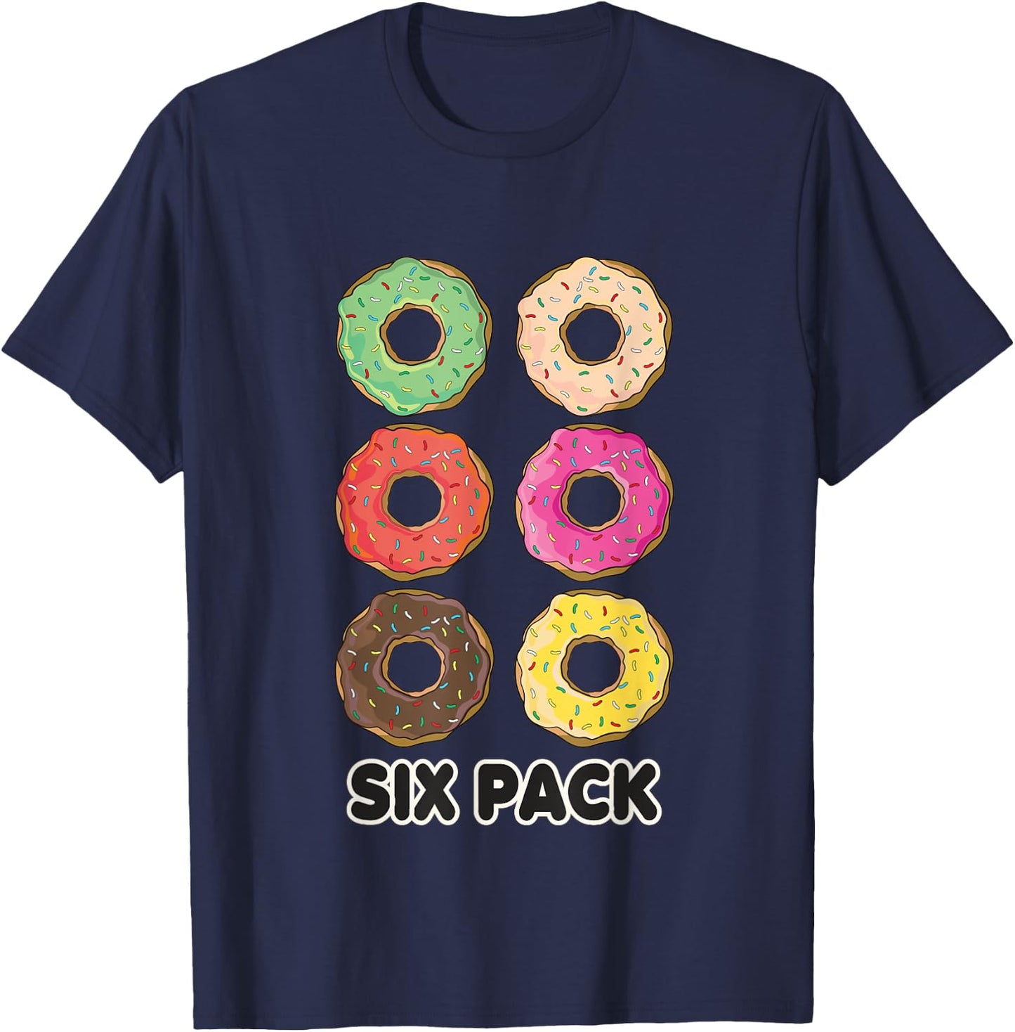 Funny Donut Six Pack Workout T-Shirt - T-Shirt | Navy
