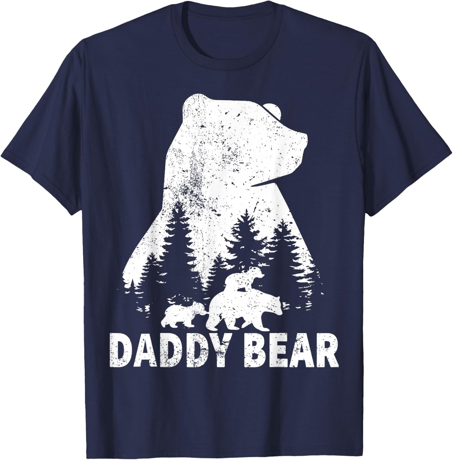 Daddy Bear 2 Cubs Father Day Funny Daddy Bear Twin Dad 2 Kid T-Shirt - T-Shirt | Navy