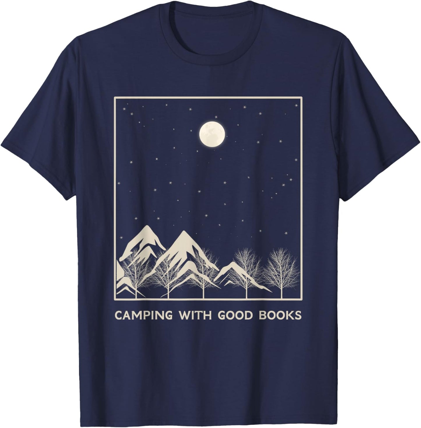 Camping Book Lover Reader Camper Bookworm Librarian Read T-Shirt - T-Shirt | Navy