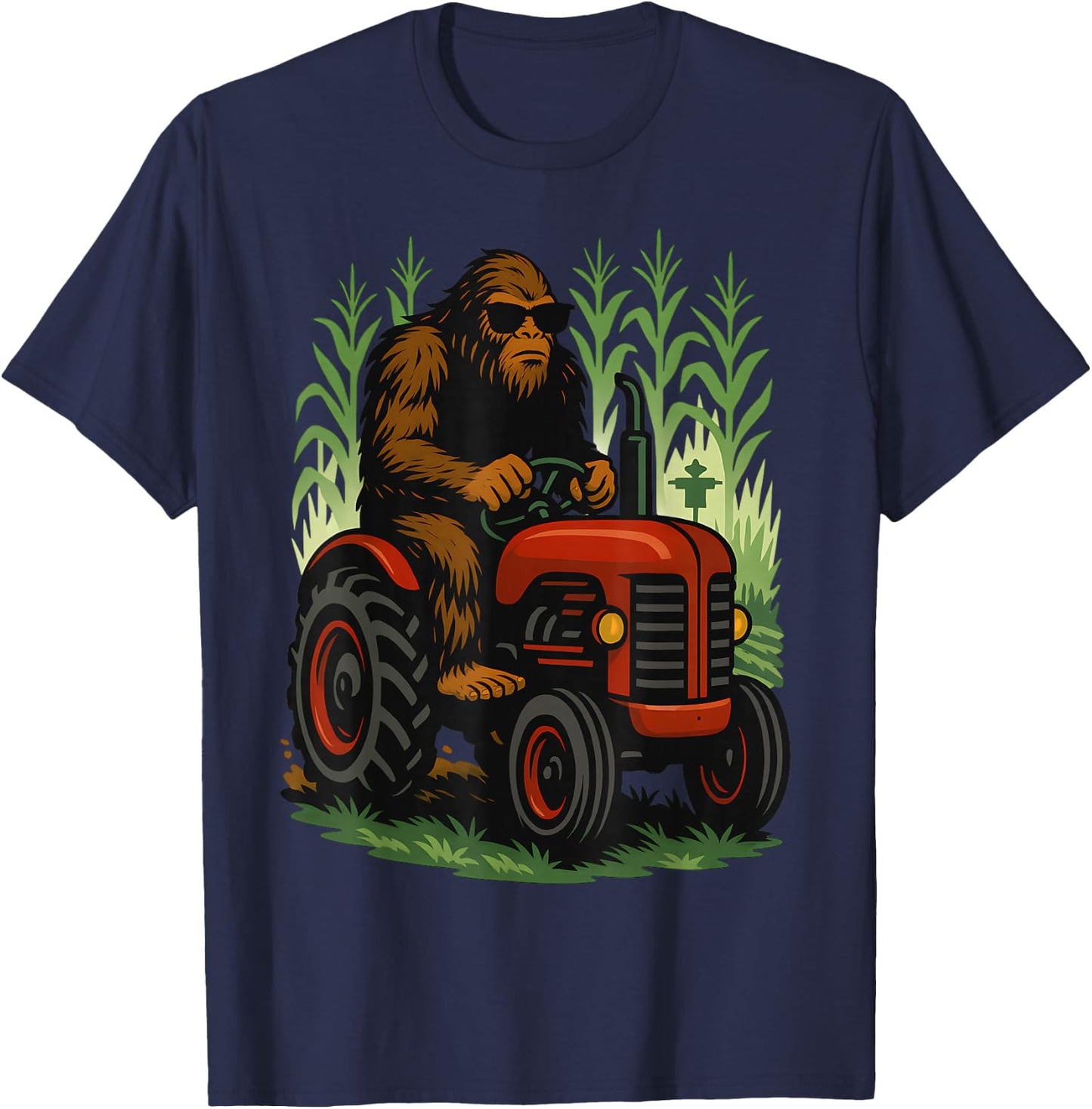 Funny Bigfoot Farmer Tractor Farming Farm Men Boys T-Shirt - T-Shirt | Navy