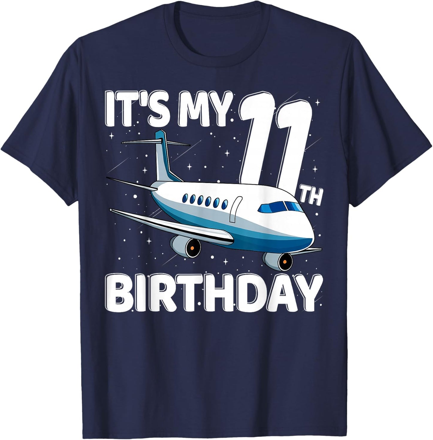 It's My 11th Birthday Airplane 11 year old Birthday Boy Girl T-Shirt - T-Shirt | Navy