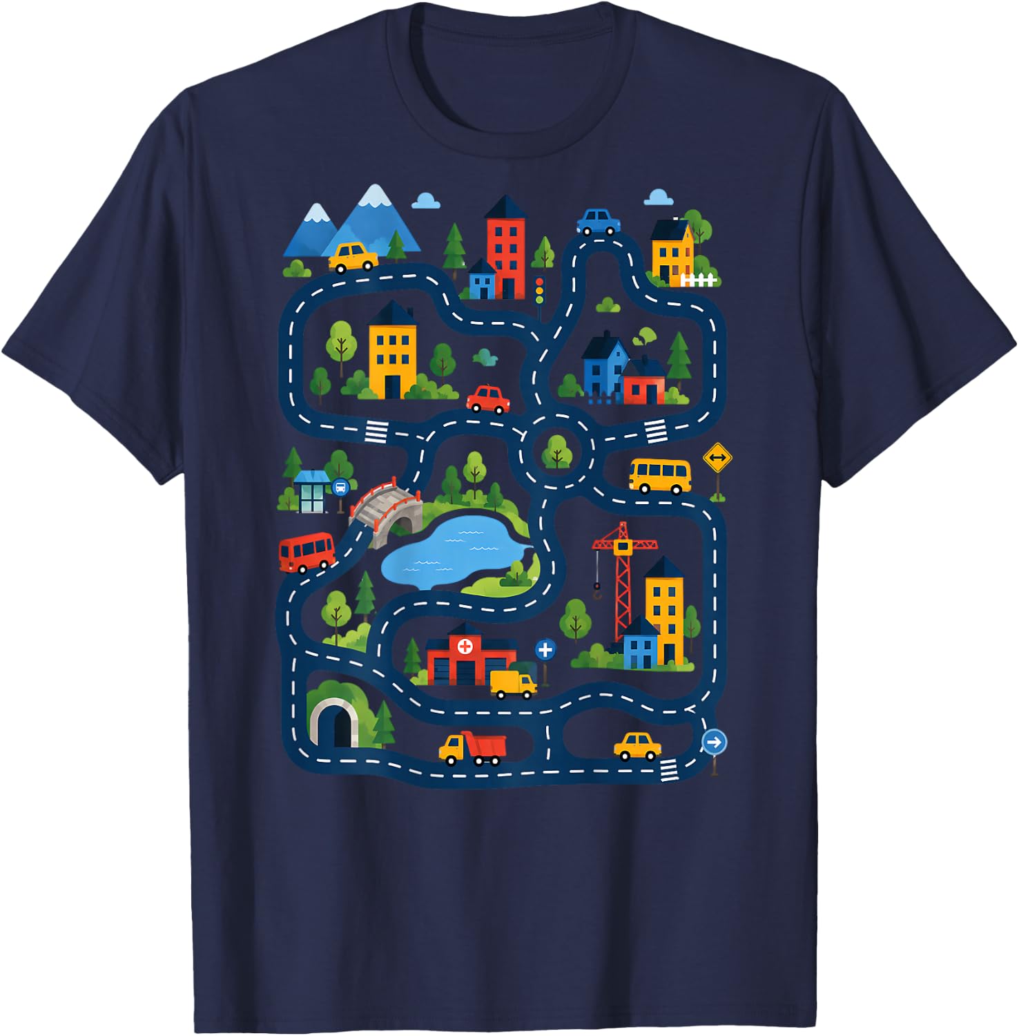 (On Back) Tired Dads Club Car Race Track On Dad Father's Day T-Shirt - T-Shirt | Navy